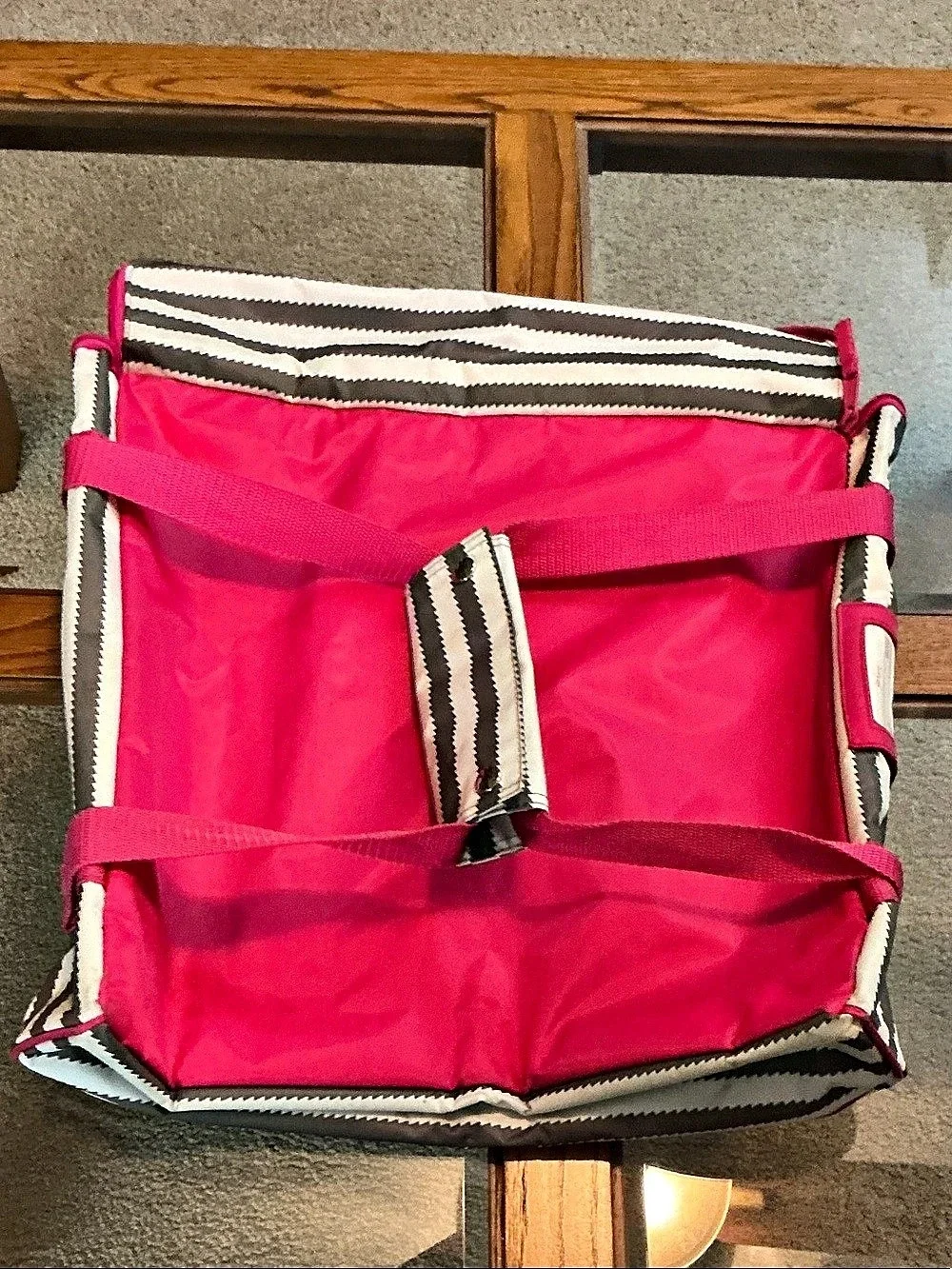 Thirty-One Thermal Tote Striped Pink & Black